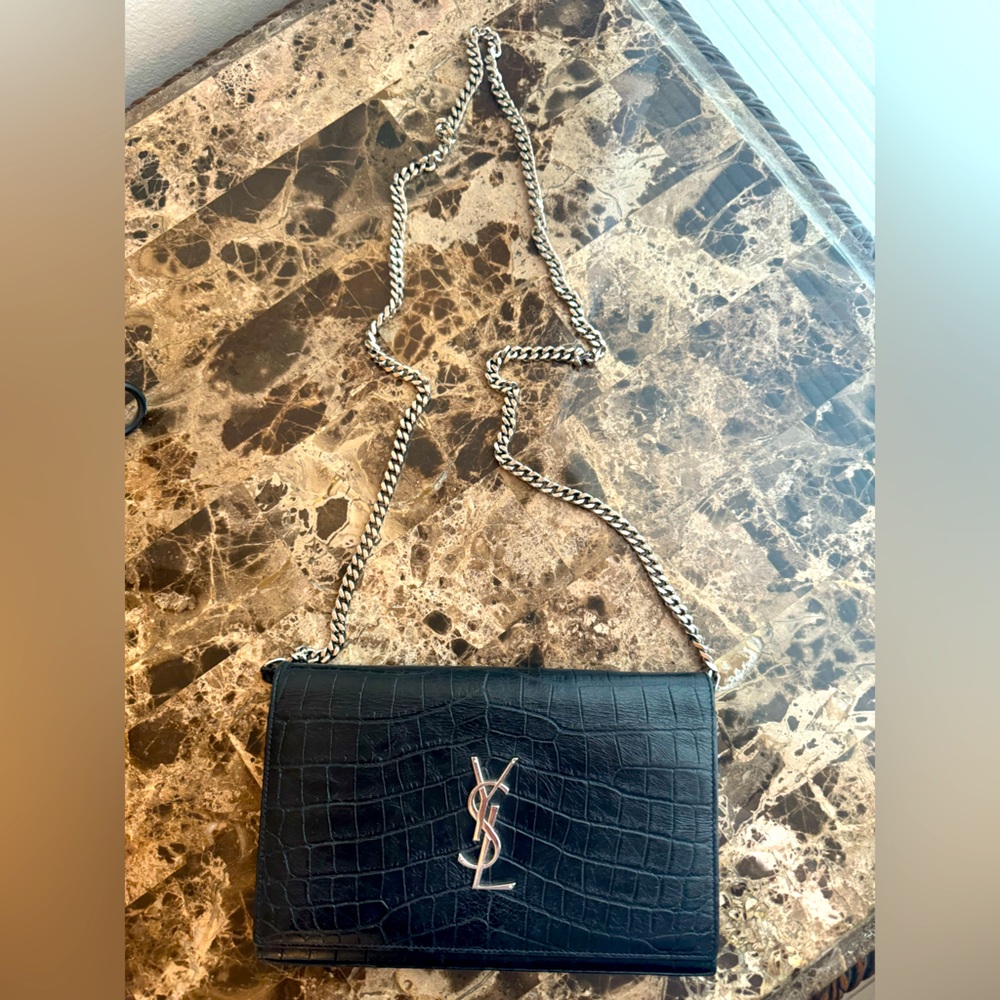 YSL Small Kate in Crocodile Embossed Leather